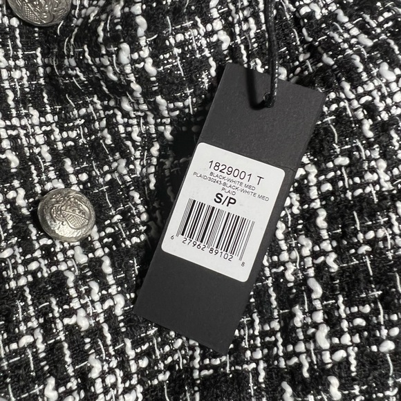 Black Tape BLACK AND WHITE DOUBLE BREASTED TWEED BLAZE BNWTS - Picture 9 of 11